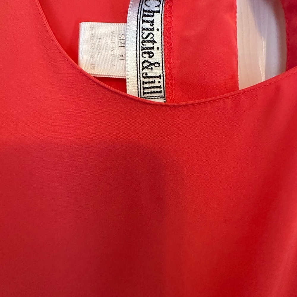 Vintage Christie & Jill Chic Women's Blouse - Red, Teal, Black, Peach Size XL - Picture 3 of 15